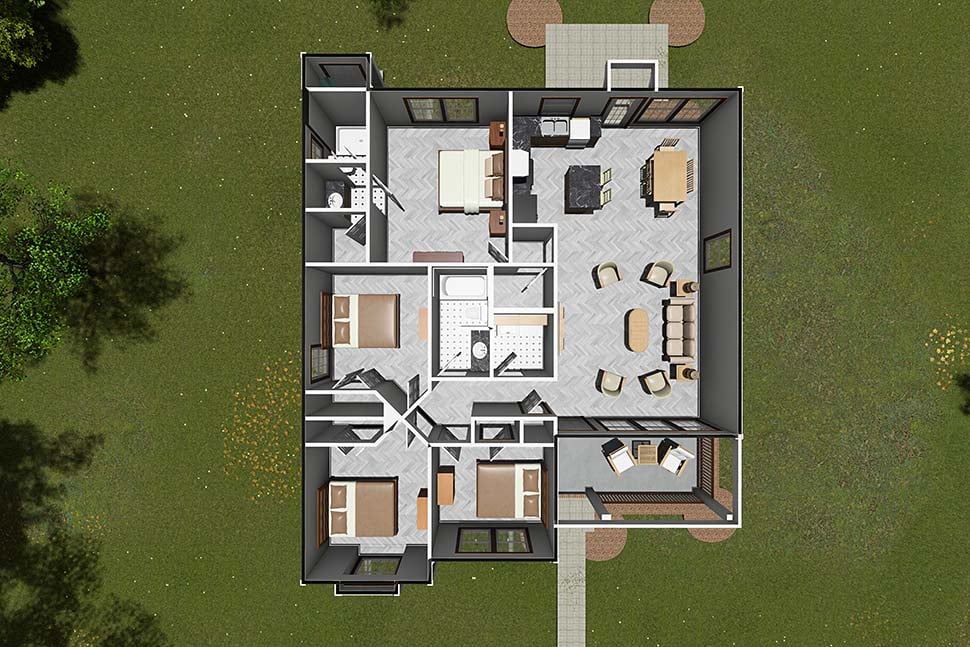 Traditional Plan with 1481 Sq. Ft., 4 Bedrooms, 2 Bathrooms Picture 7