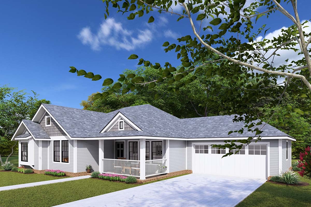 Traditional Plan with 1481 Sq. Ft., 4 Bedrooms, 2 Bathrooms, 2 Car Garage Picture 2