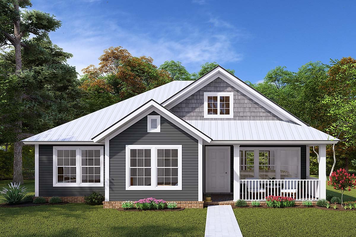 Traditional Plan with 1286 Sq. Ft., 3 Bedrooms, 2 Bathrooms Elevation