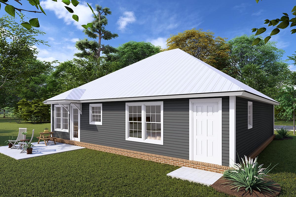 Traditional Plan with 1286 Sq. Ft., 3 Bedrooms, 2 Bathrooms Rear Elevation