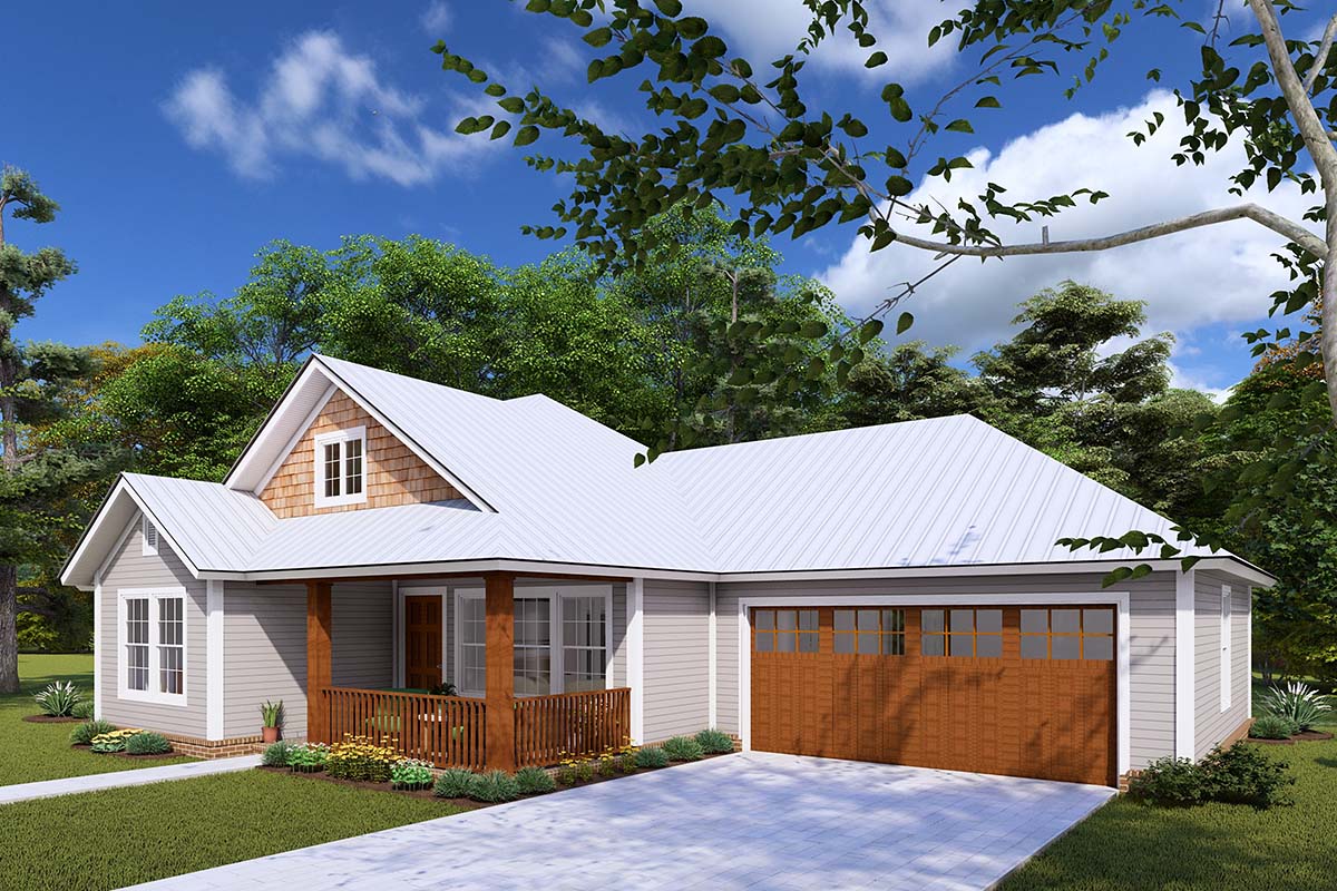 Traditional Plan with 1286 Sq. Ft., 3 Bedrooms, 2 Bathrooms, 2 Car Garage Picture 2