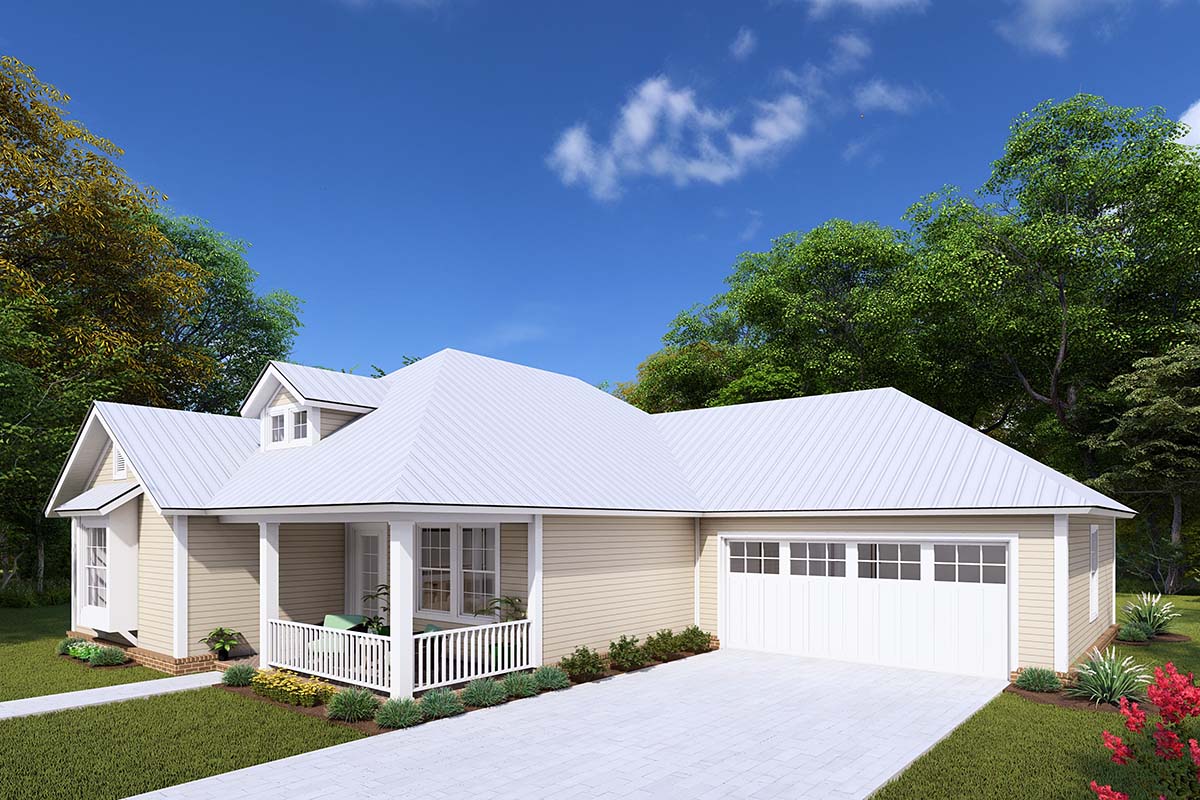 Traditional Plan with 1376 Sq. Ft., 3 Bedrooms, 2 Bathrooms, 2 Car Garage Picture 2