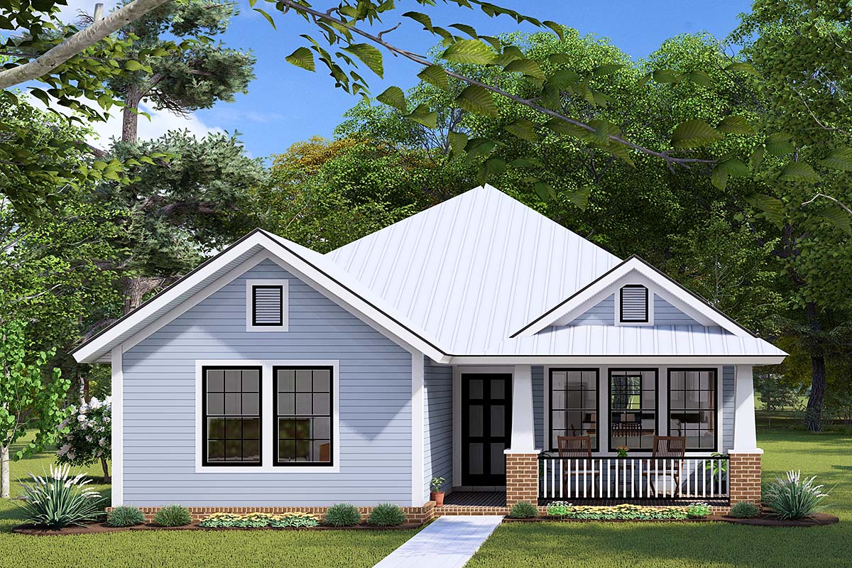 Cottage, Craftsman, Traditional Plan with 1271 Sq. Ft., 3 Bedrooms, 2 Bathrooms Elevation