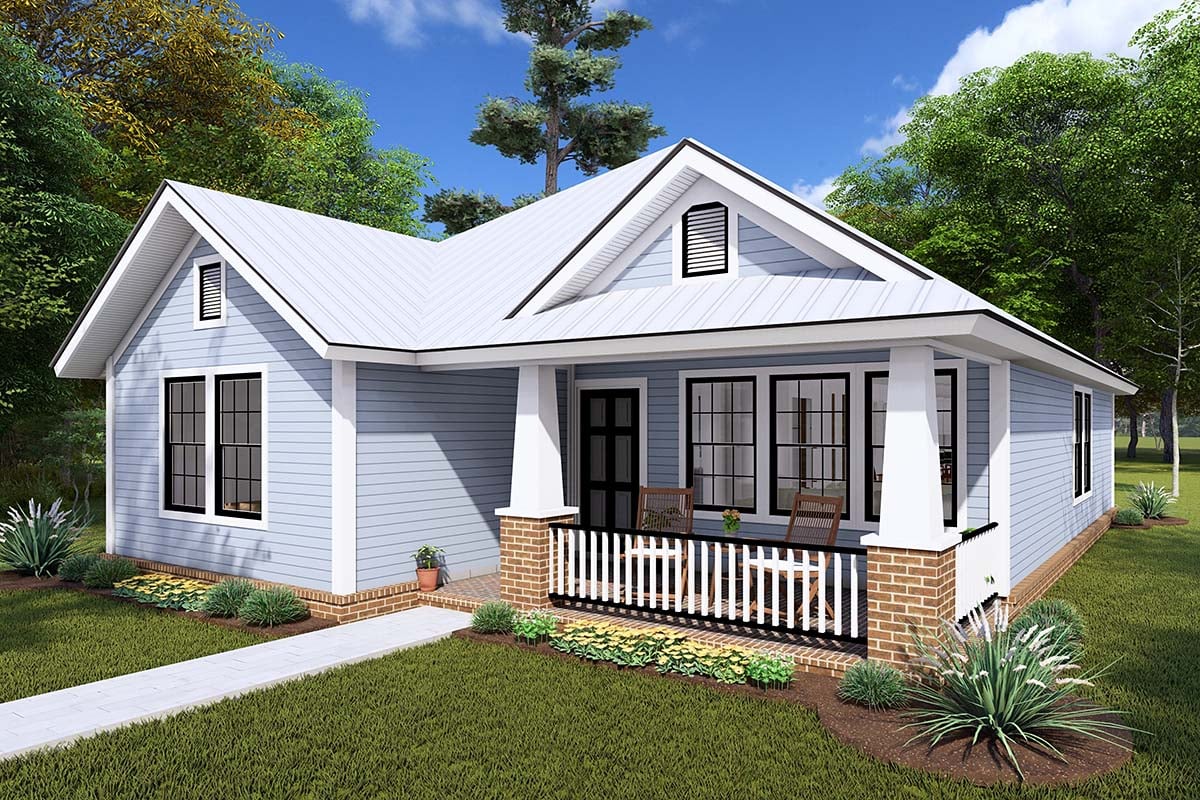 Cottage, Craftsman, Traditional Plan with 1271 Sq. Ft., 3 Bedrooms, 2 Bathrooms Picture 2