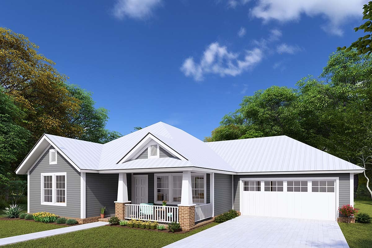 Cottage, Craftsman, Traditional Plan with 1271 Sq. Ft., 3 Bedrooms, 2 Bathrooms, 2 Car Garage Picture 2