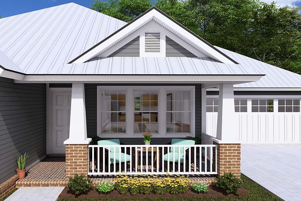 Cottage, Craftsman, Traditional Plan with 1271 Sq. Ft., 3 Bedrooms, 2 Bathrooms, 2 Car Garage Picture 4