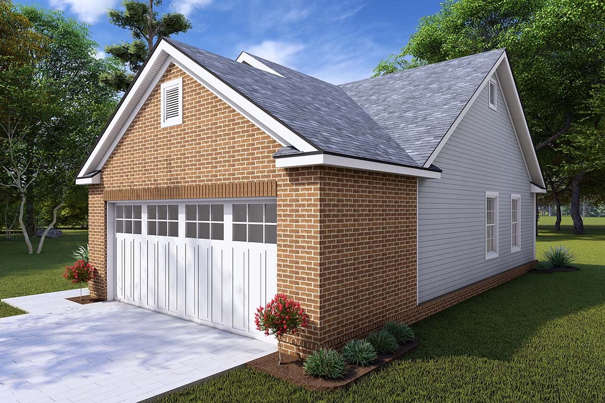 Traditional Plan with 892 Sq. Ft., 2 Bedrooms, 2 Bathrooms, 2 Car Garage Picture 2