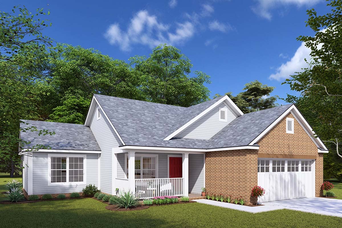 Traditional Plan with 892 Sq. Ft., 2 Bedrooms, 2 Bathrooms, 2 Car Garage Picture 3