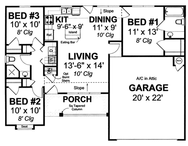 Ranch Traditional Level One of Plan 66490