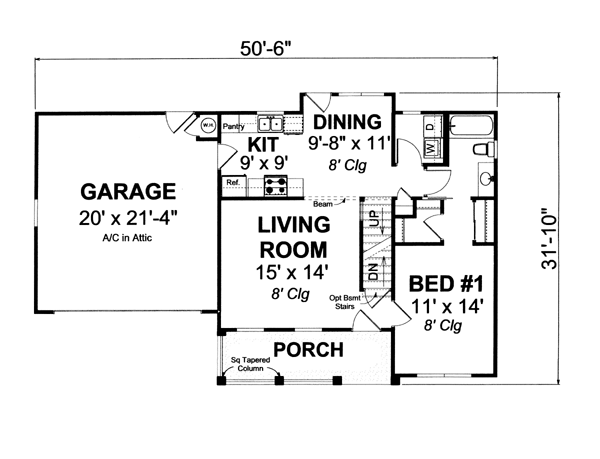 Farmhouse Traditional Level One of Plan 66491