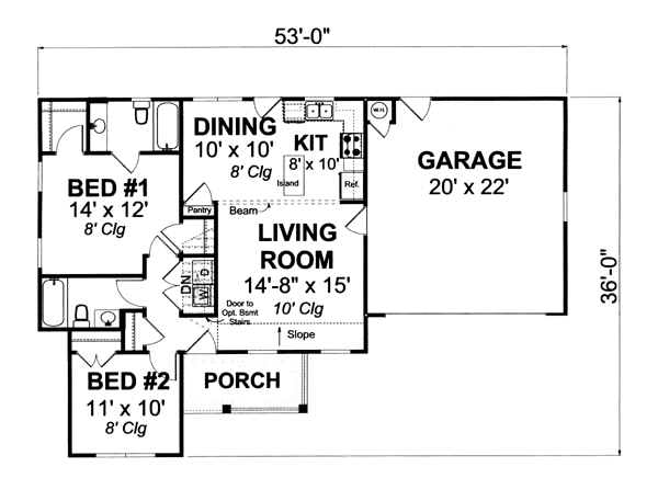 Ranch Traditional Level One of Plan 66492