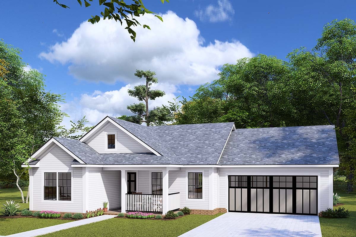 Ranch, Traditional Plan with 960 Sq. Ft., 2 Bedrooms, 2 Bathrooms, 2 Car Garage Elevation