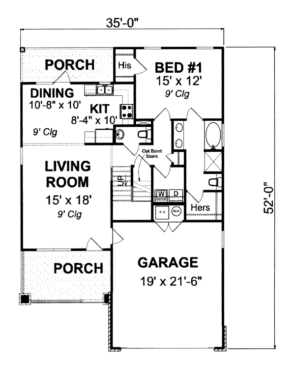 Cottage Traditional Level One of Plan 66500