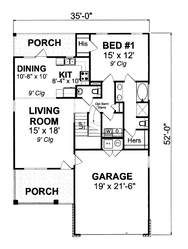 Cottage Traditional Level One of Plan 66501