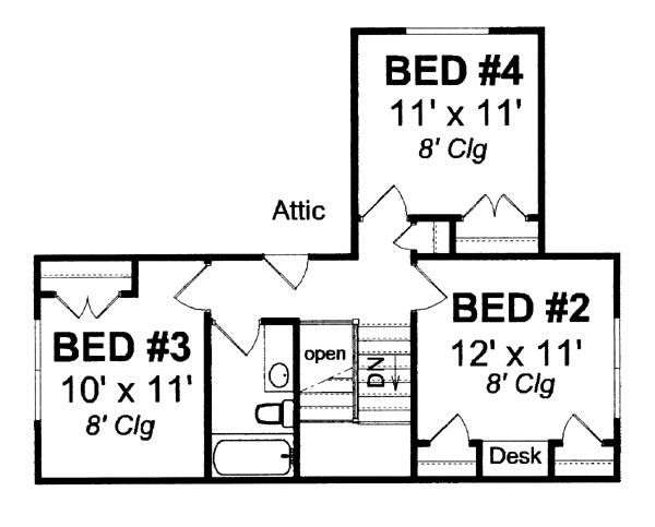 Cottage Traditional Level Two of Plan 66501