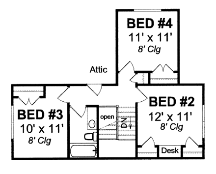 House Plan 66501 Second Level Plan