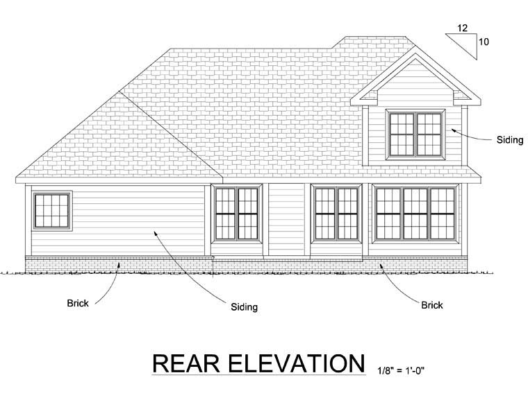 Traditional Rear Elevation of Plan 66503