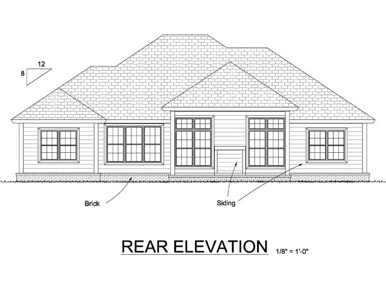 Cottage Traditional Rear Elevation of Plan 66506