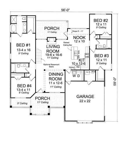 House Plan 66507 First Level Plan