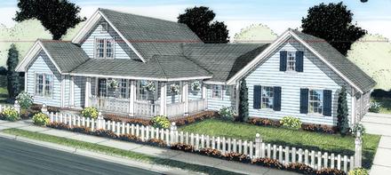 Country Farmhouse Traditional Elevation of Plan 66514