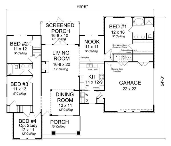 Craftsman Traditional Level One of Plan 66520