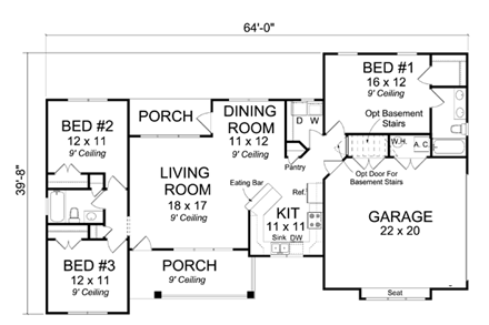 House Plan 66521 First Level Plan