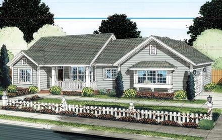 Ranch Traditional Elevation of Plan 66521