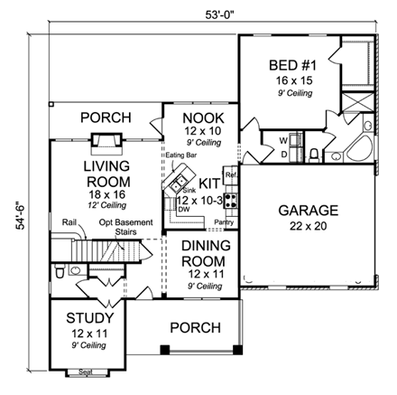 House Plan 66526 First Level Plan