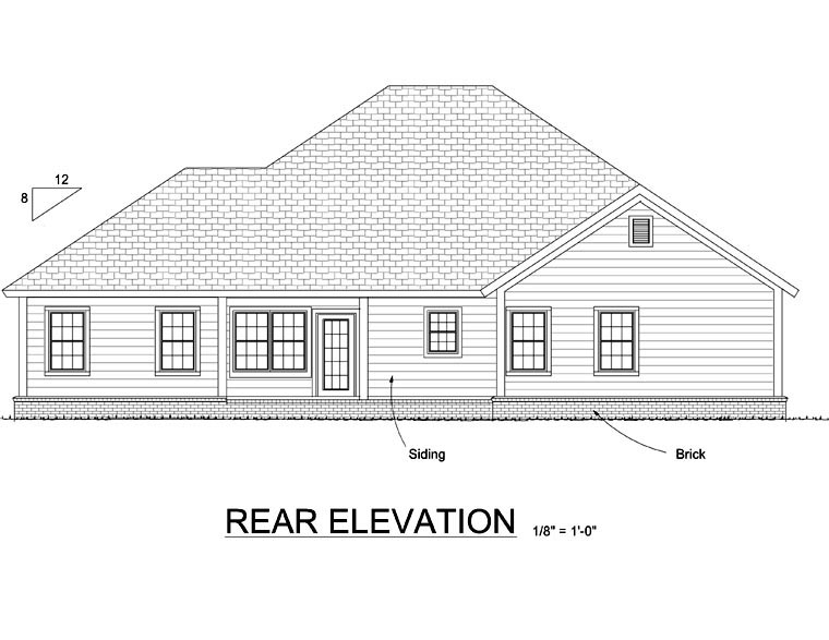 Traditional Rear Elevation of Plan 66529