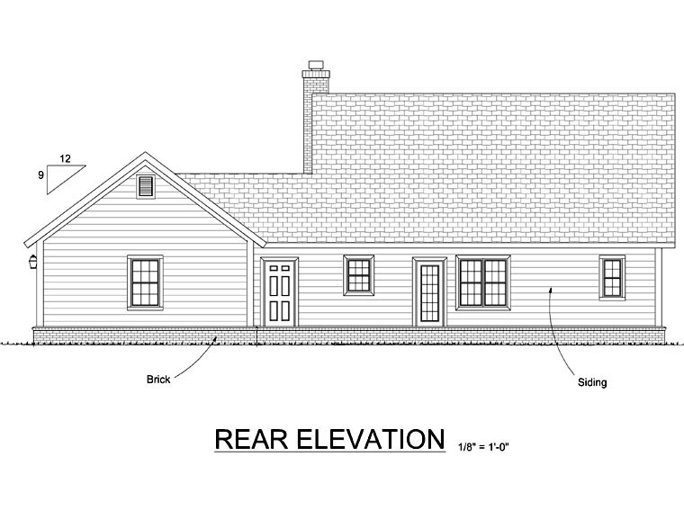 Cape Cod Country Rear Elevation of Plan 66533