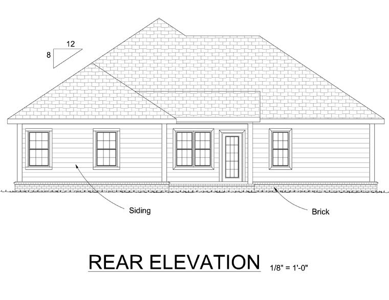 Traditional Rear Elevation of Plan 66536