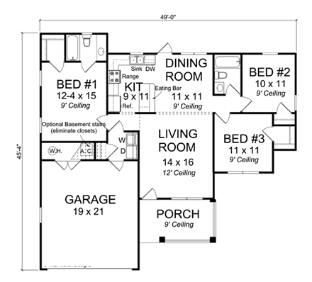 House Plan 66542 First Level Plan