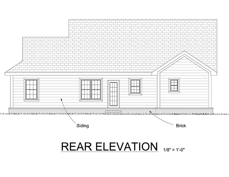 Traditional Rear Elevation of Plan 66542