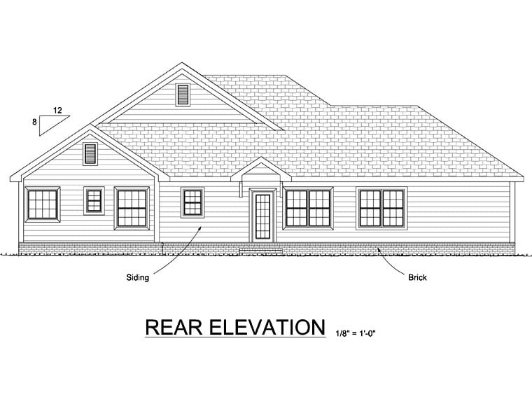 Traditional Rear Elevation of Plan 66545