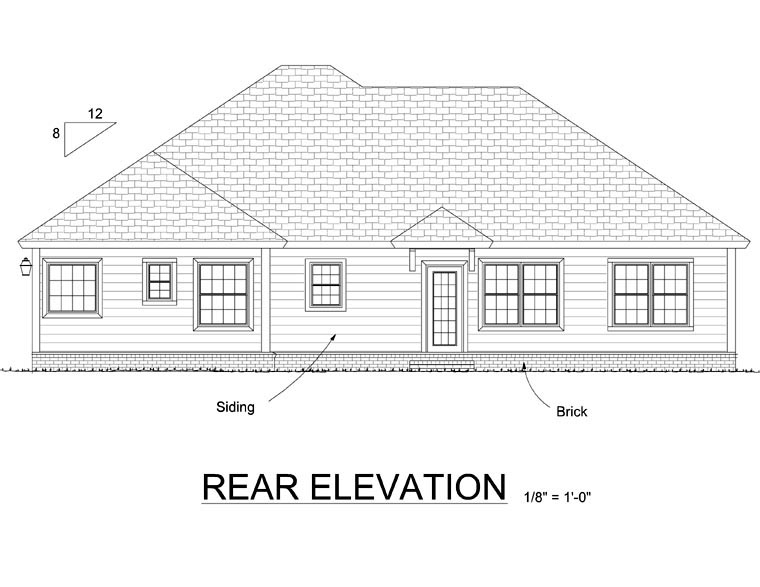 Cottage Traditional Rear Elevation of Plan 66546