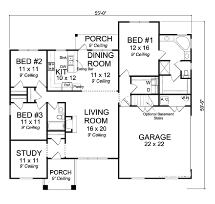 House Plan 66549 First Level Plan