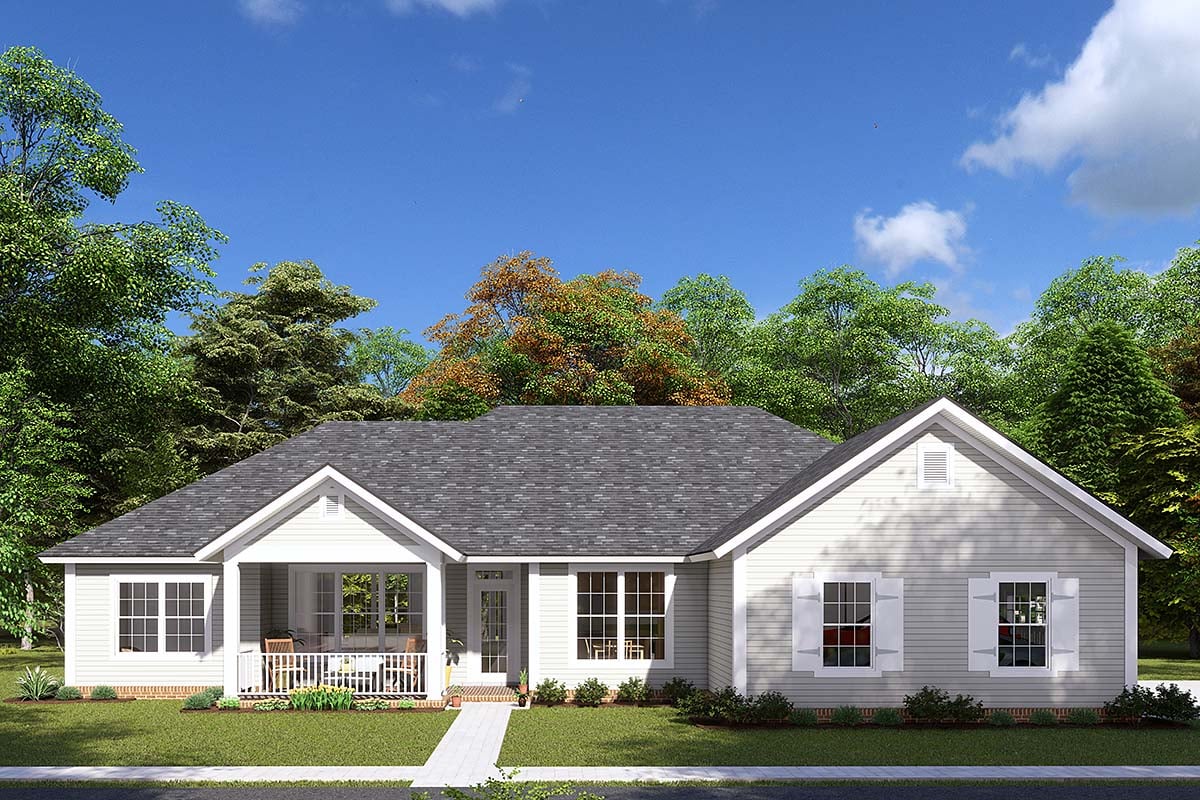 Traditional Plan with 1452 Sq. Ft., 3 Bedrooms, 2 Bathrooms, 2 Car Garage Elevation
