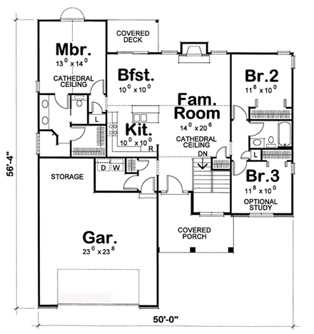 House Plan 66554 First Level Plan