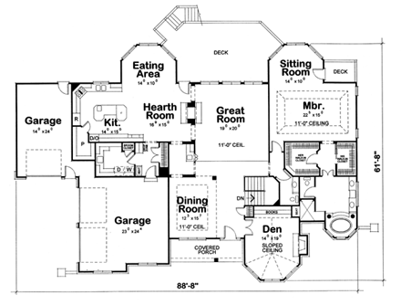 House Plan 66565 First Level Plan