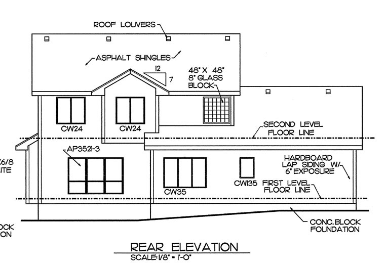 Traditional Rear Elevation of Plan 66569