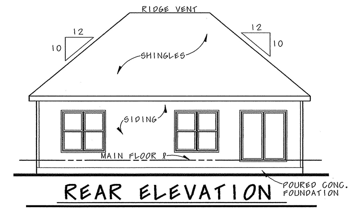 European Rear Elevation of Plan 66577