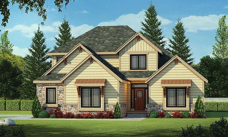 Plan 66598 | Craftsman Style with 4 Bed, 4 Bath, 2 Car Garage