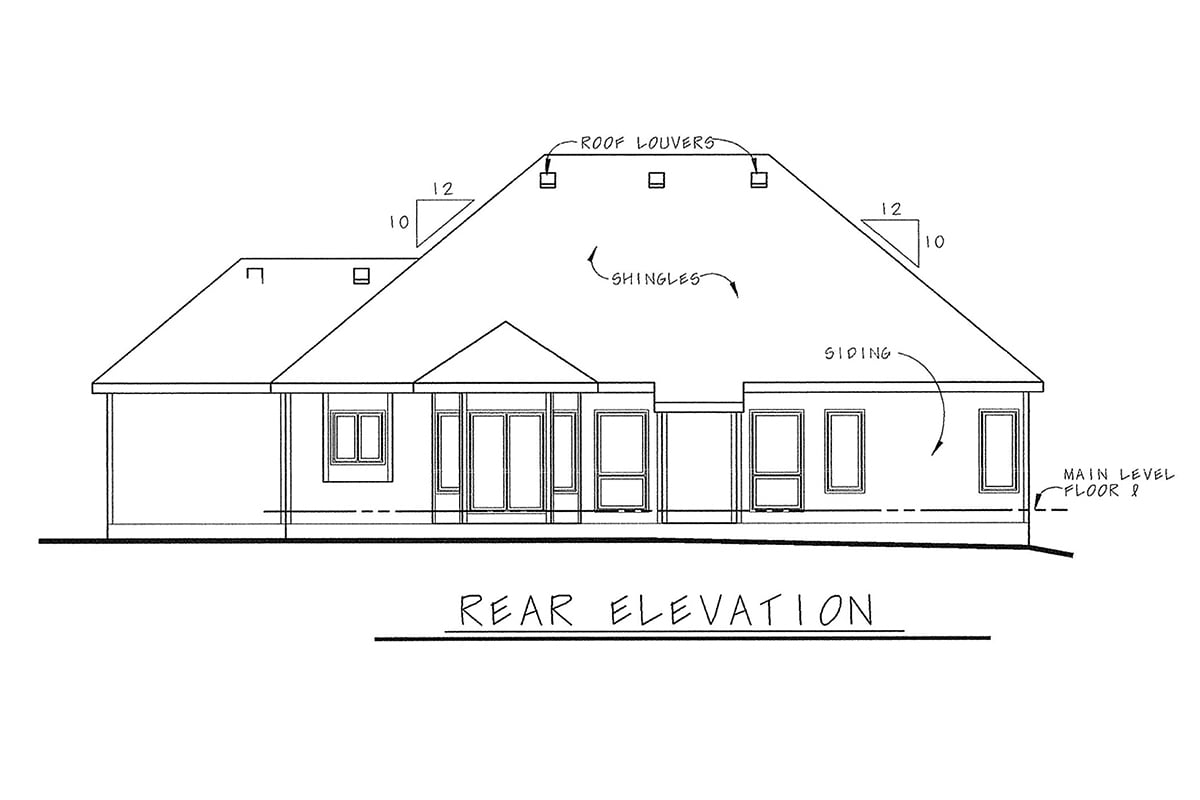 European Rear Elevation of Plan 66600