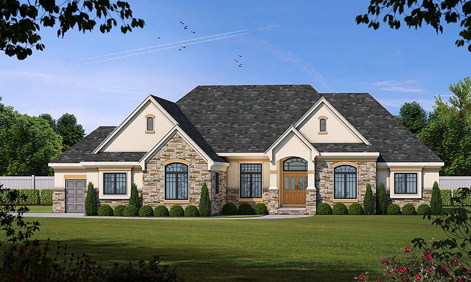 European Style House Plan 66605 With 3 Bed 3 Bath 3 Car Garage