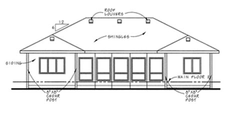 Country European Rear Elevation of Plan 66624