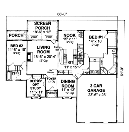 House Plan 66635 First Level Plan