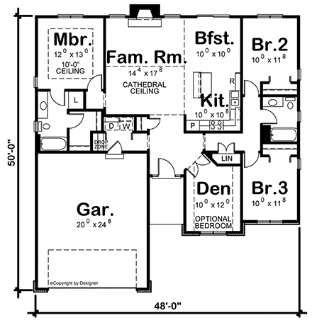 House Plan 66642 First Level Plan