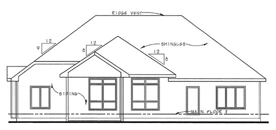Traditional Rear Elevation of Plan 66656