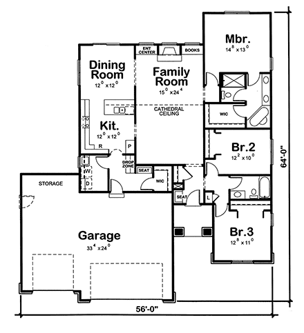 House Plan 66687 First Level Plan