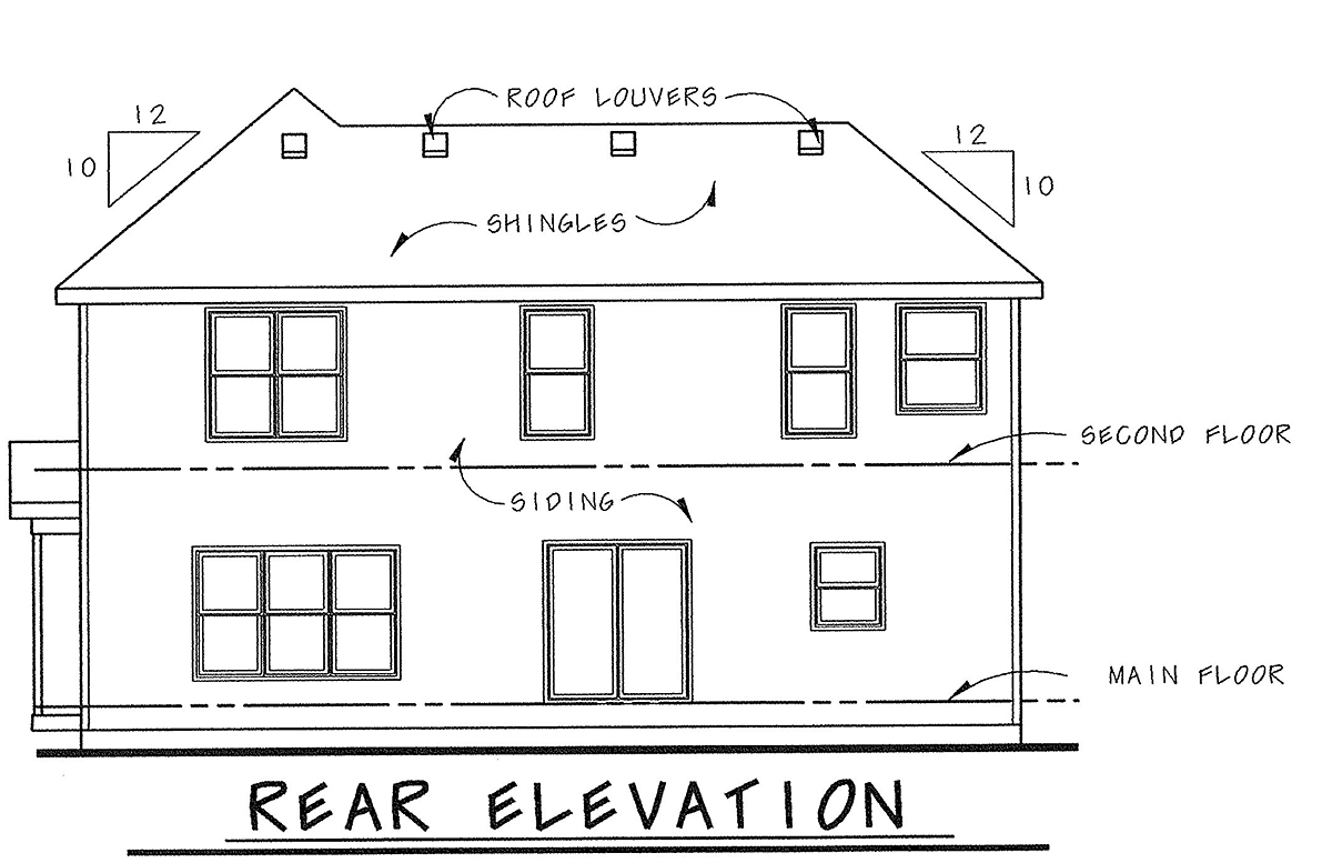 Traditional Rear Elevation of Plan 66689